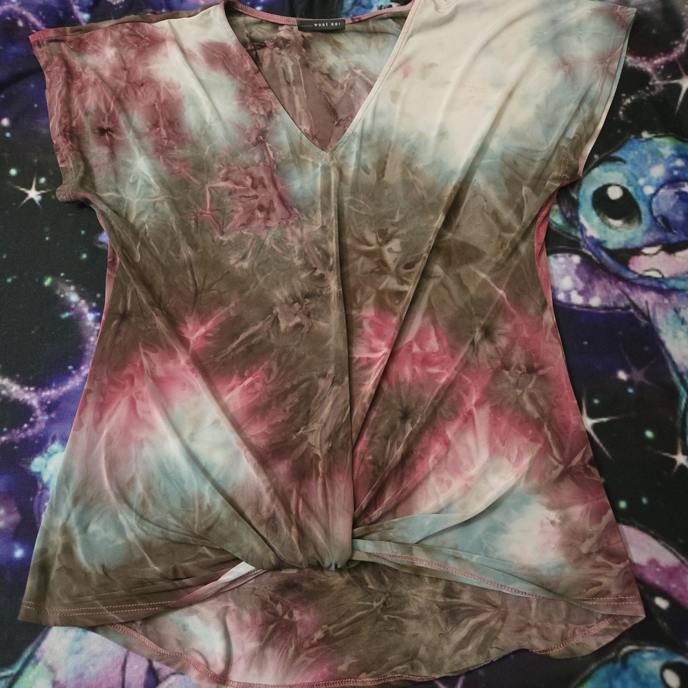 Tie-Dye V-Neck Women Top